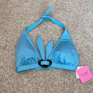 NWT Kate Spade Wave Blue Triangle Tortoise Heart Bikini Top